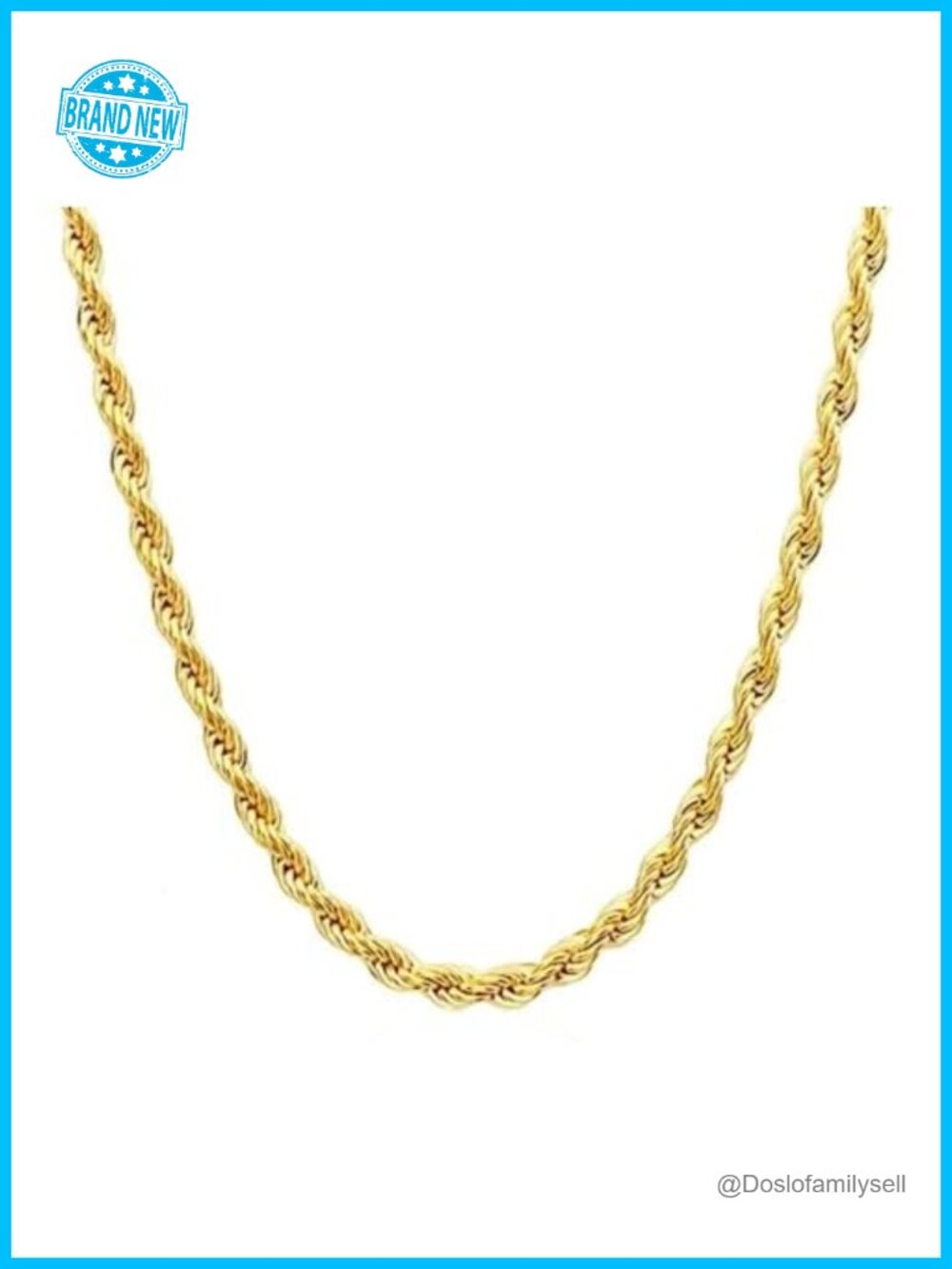 14K Solid Yellow Gold Twisted Rope Chain Necklace 3.2mm 22in